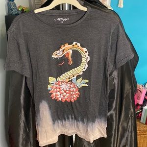 Ed Hardy Vintage Grey Snake Flower Graphic T-Shirt Size M - NWT